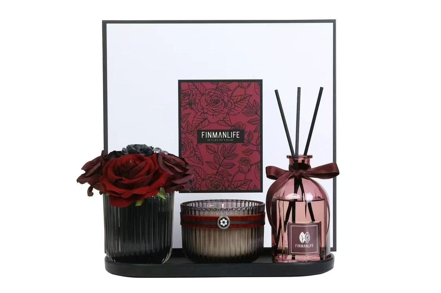 Elegant Black & Green Aromatherapy Luxurious Gift Set - Davinci Flower