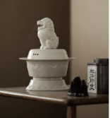 STZ Ding Kiln White Lion Incense Burner - Davinci Flower