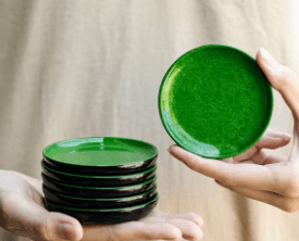 Lacquered Cup Coaster – Green - Davinci Flower