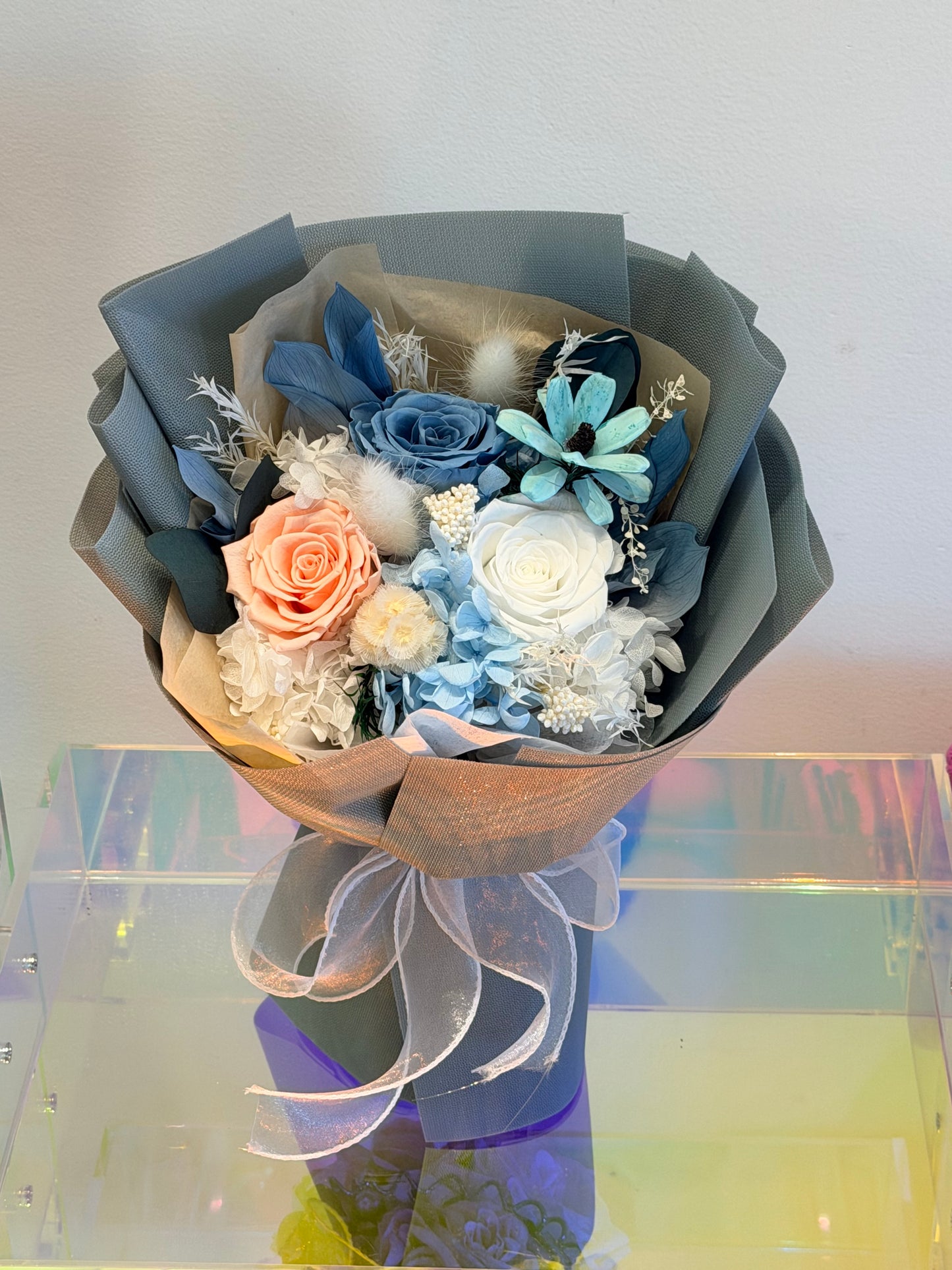 Preserved Mini Bouquet-Mist Grey