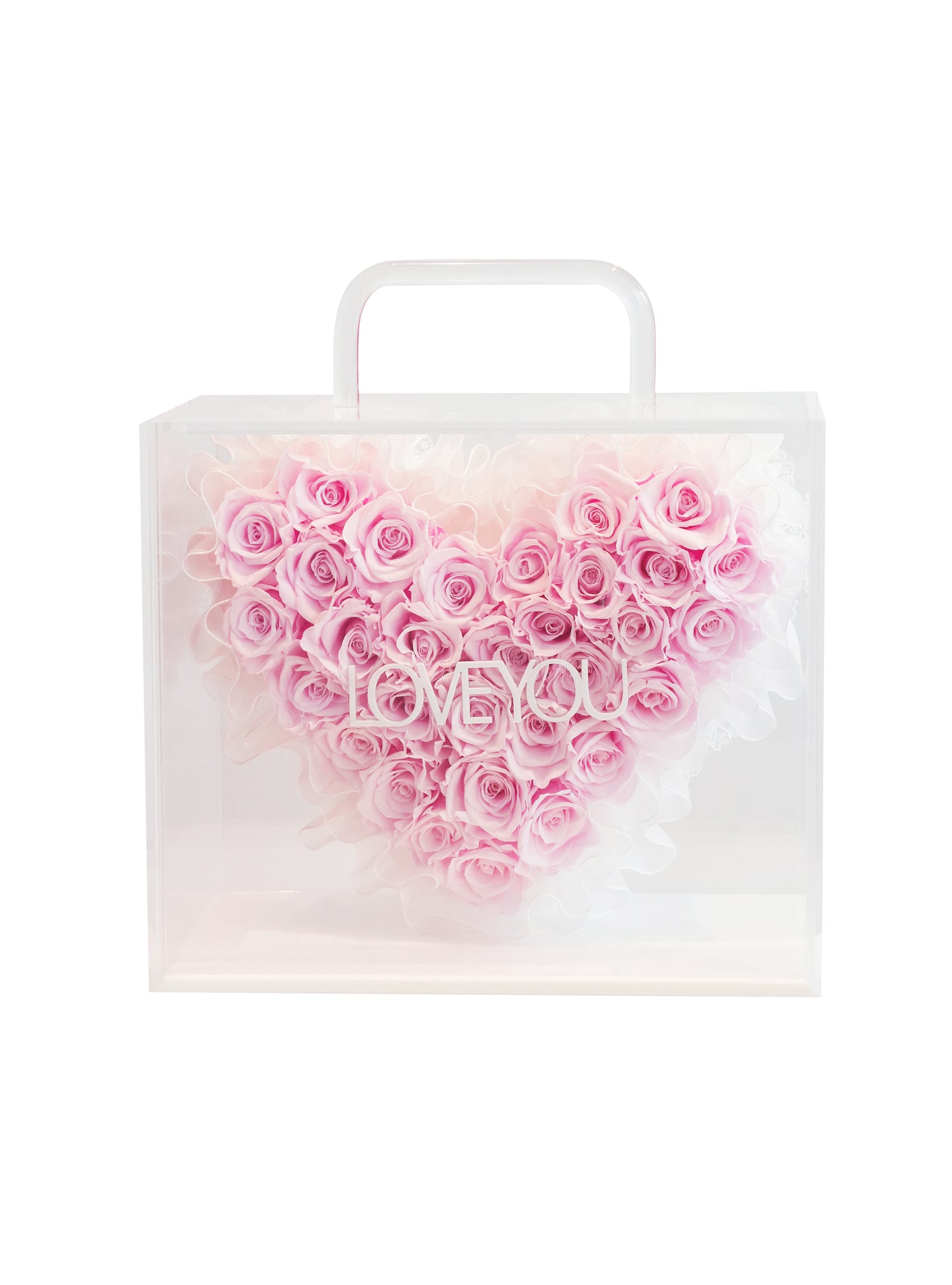 Heart-shaped Roses (Small Basket Pink) - Davinci Flower