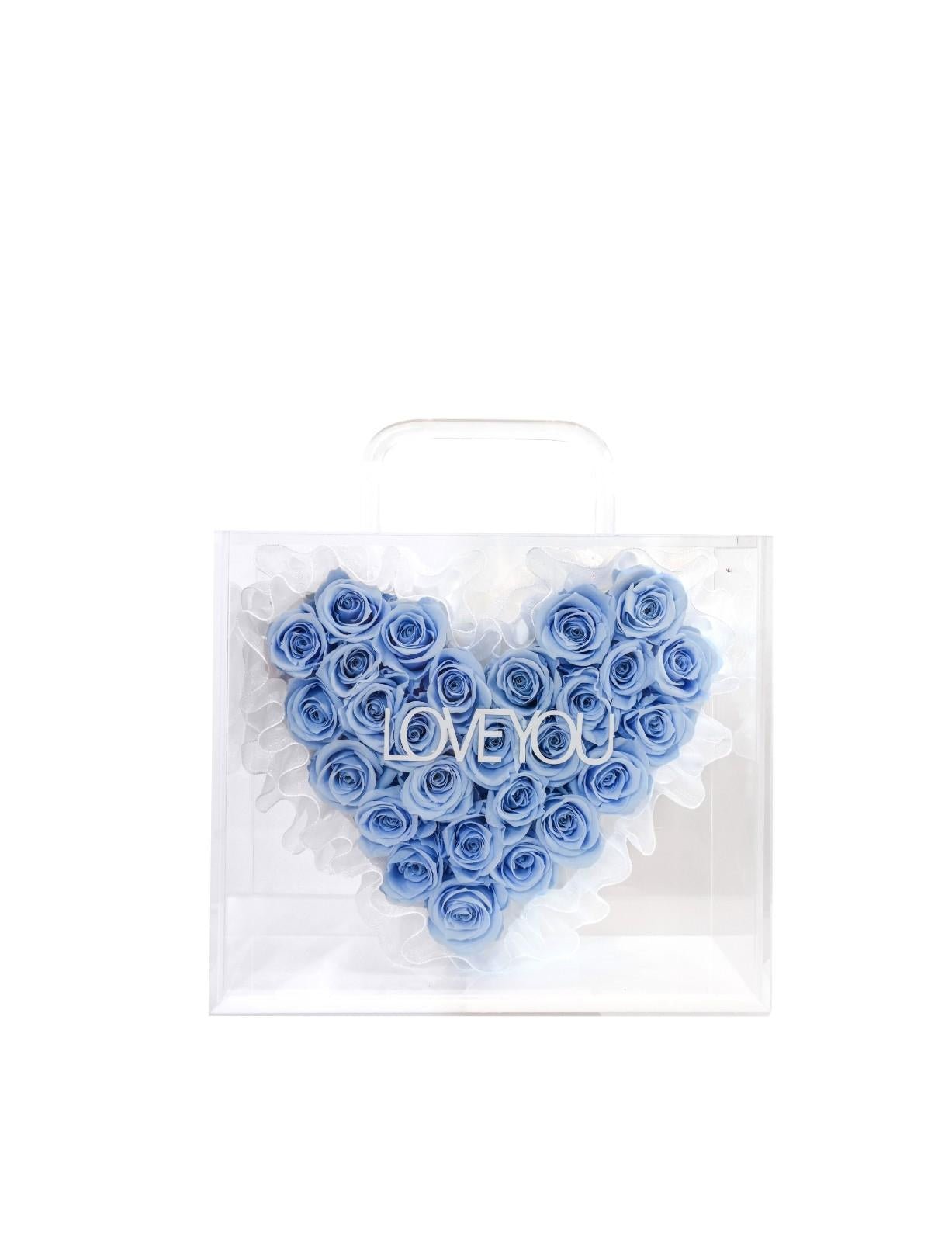 Heart-shaped Roses (Small Basket Blue) - Davinci Flower