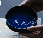 ZC Silver-lined Ink Plum Blossom Round Hidden Pot Holder - Davinci Flower