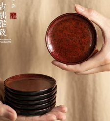 Lacquered Cup Coaster – Red - Davinci Flower