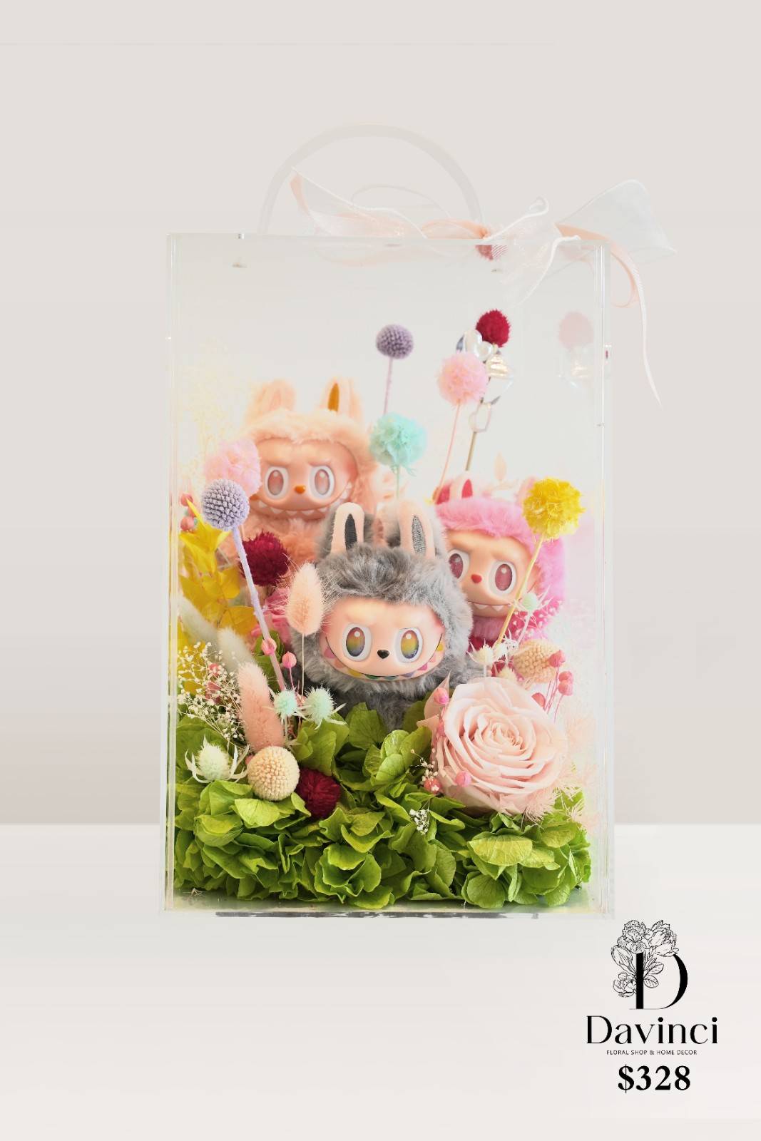 Preserved flower with Labubu - Davinci Flower