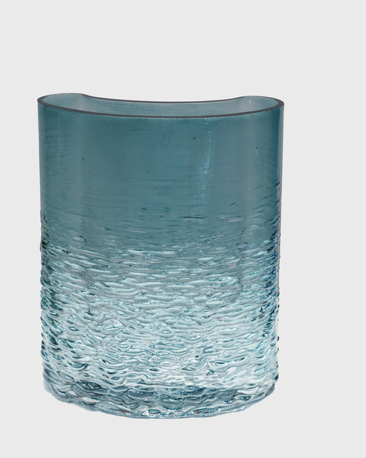 Curved Transparent Ripple Glass Vase