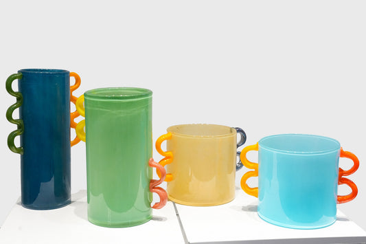 Dual Handle Gradient Straight Cylinder Vase