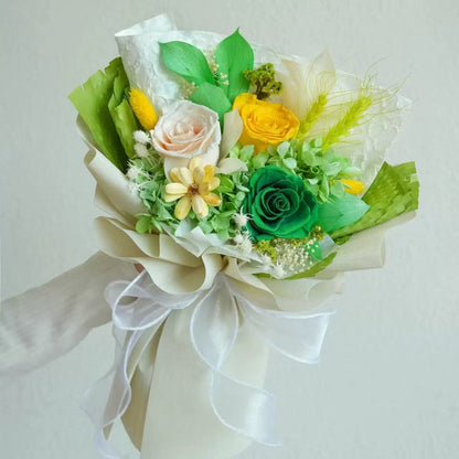 Preserved Mini Bouquet-Ivory Green