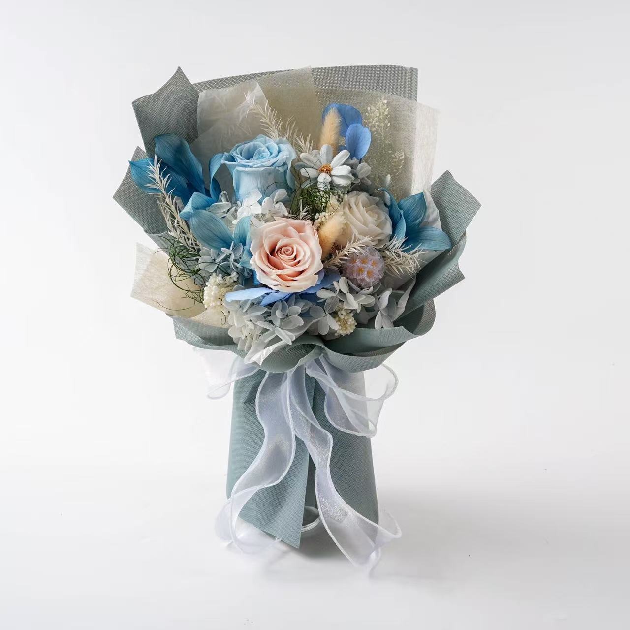 Preserved Mini Bouquet-Mist Grey
