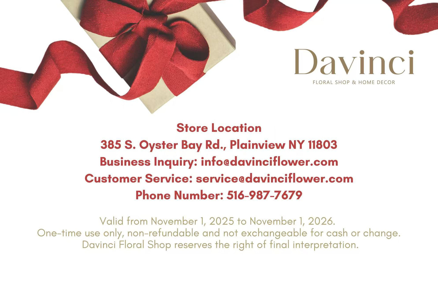 Davinci Flower Gift Card